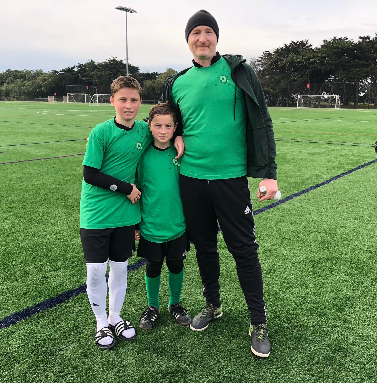 Kai, Miko and their dad at Beach Chalet Soccer Fields &mdash; San Francisco
